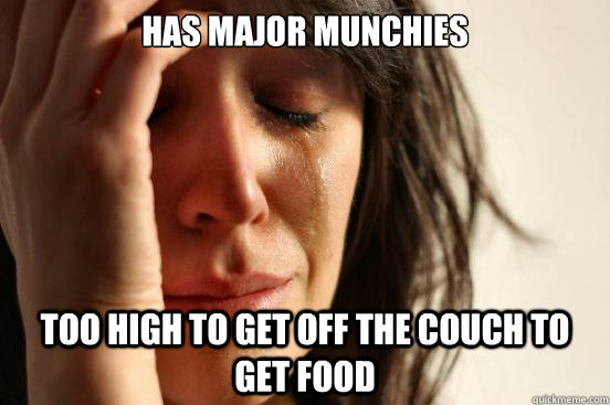 Has major munchies Too high to get off the couch to get food  First World Problems