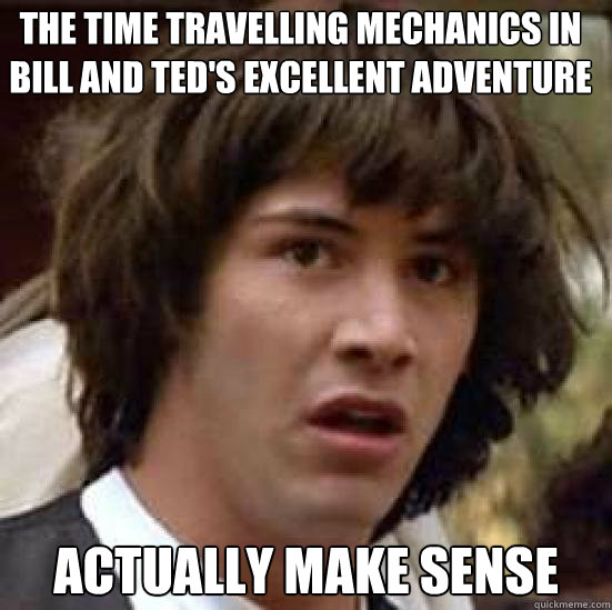 The Time travelling mechanics in bill and ted's excellent adventure actually make sense  conspiracy keanu