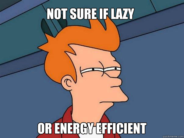 Not sure if lazy  or energy efficient - Not sure if lazy  or energy efficient  Futurama Fry