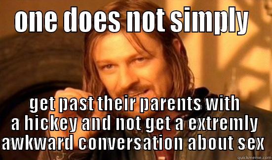 ONE DOES NOT SIMPLY  GET PAST THEIR PARENTS WITH A HICKEY AND NOT GET A EXTREMELY AWKWARD CONVERSATION ABOUT SEX  Boromir