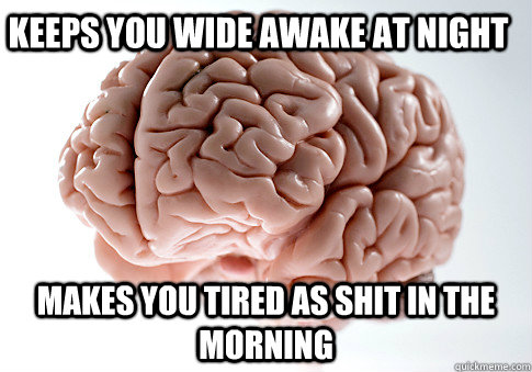 keeps you wide awake at night makes you tired as shit in the morning  Scumbag Brain