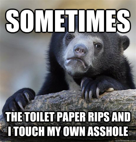 Sometimes the toilet paper rips and i touch my own asshole  Confession Bear