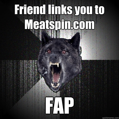 Friend links you to Meatspin.com FAP  Insanity Wolf