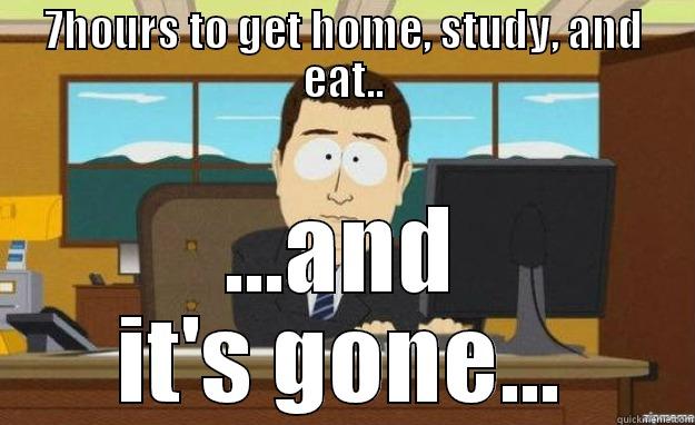 7HOURS TO GET HOME, STUDY, AND EAT.. ...AND IT'S GONE... aaaand its gone