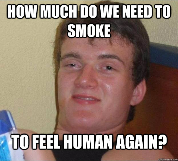 how much do we need to smoke  to feel human again?  - how much do we need to smoke  to feel human again?   The High Guy