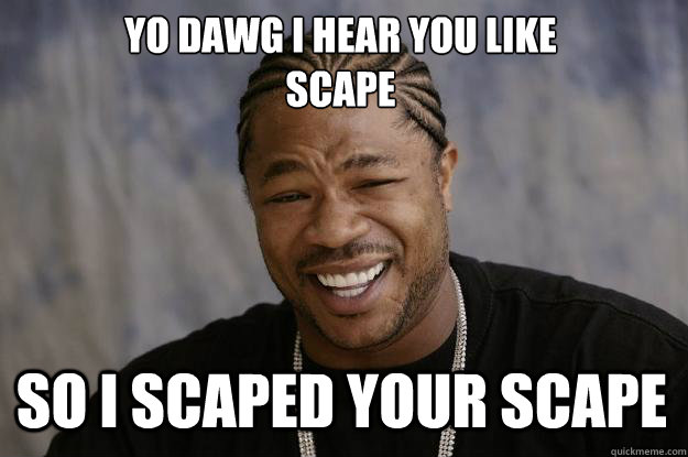 YO DAWG I HEAR YOU LIKE 
SCAPE SO I SCAPED YOUR SCAPE  Xzibit meme