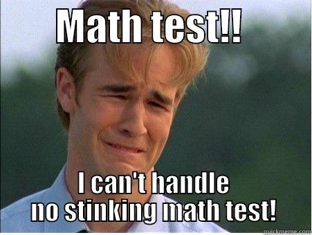 Please not today! -        MATH TEST!!          I CAN'T HANDLE NO STINKING MATH TEST! 1990s Problems