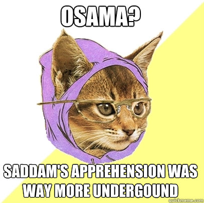 Osama? Saddam's apprehension was way more undergound  Hipster Kitty