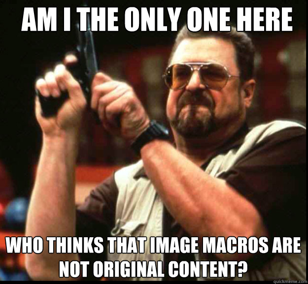 AM I THE ONLY ONE HERE WHO THINKS THAT Image macros are not Original content?   