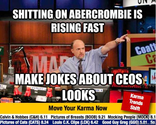 Shitting on Abercrombie is rising fast Make jokes about ceos looks  Mad Karma with Jim Cramer