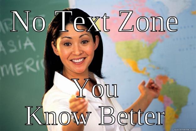 NO TEXT ZONE YOU KNOW BETTER Unhelpful High School Teacher