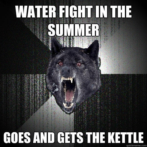 water fight in the summer goes and gets the kettle  Insanity Wolf