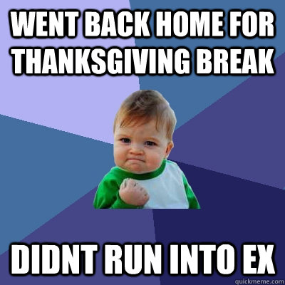 went back home for thanksgiving break Didnt run into ex  Success Kid