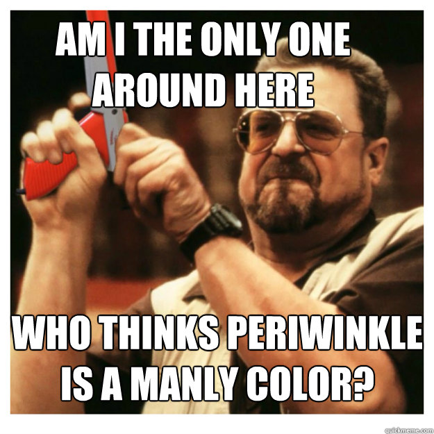 Am i the only one around here who thinks periwinkle is a manly color?   John Goodman