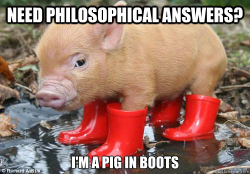 Need philosophical answers? I'm a pig in boots  