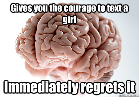 Gives you the courage to text a girl Immediately regrets it  Scumbag Brain