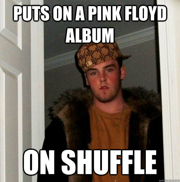 puts on a pink floyd album on shuffle  Scumbag Steve