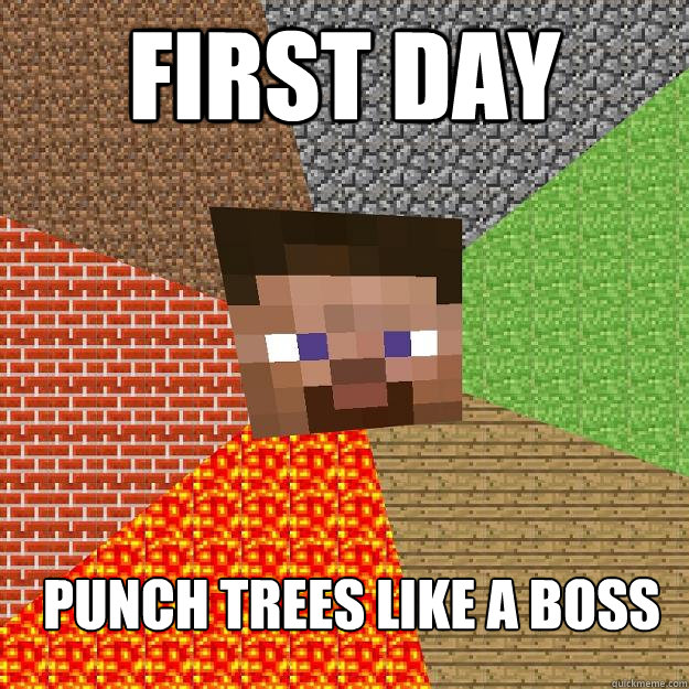 First Day Punch trees like a boss - First Day Punch trees like a boss  Minecraft