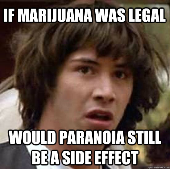 if marijuana was legal would paranoia still be a side effect  conspiracy keanu