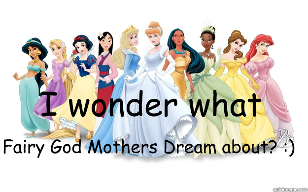 I wonder what Fairy God Mothers Dream about? :)  disney princesses