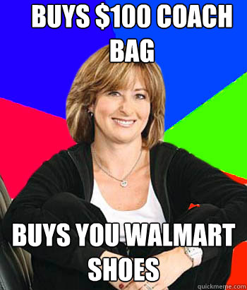 buys $100 coach bag buys you walmart shoes  Sheltering Suburban Mom