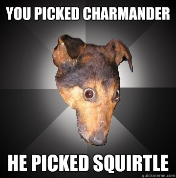 YOU PICKED CHARMANDER HE PICKED SQUIRTLE  Depression Dog