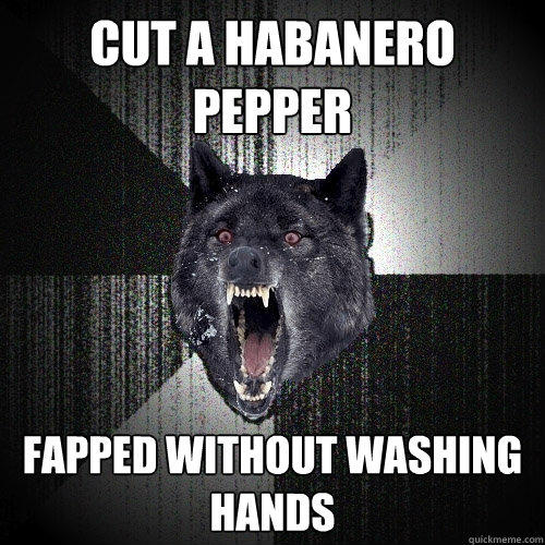 cut a habanero pepper fapped without washing hands  