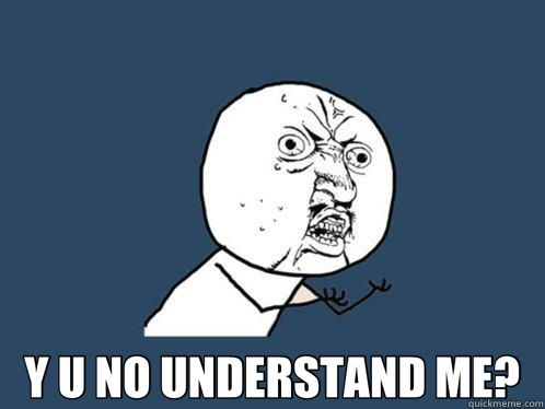  Y U NO UNDERSTAND ME?  Y U No