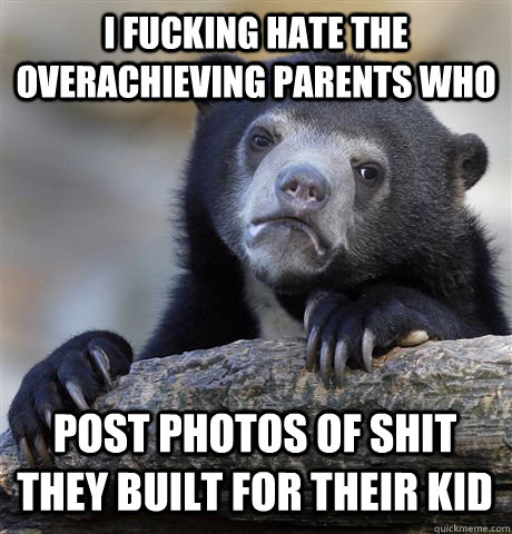 I FUCKING HATE THE OVERACHIEVING PARENTS WHO POST PHOTOS OF SHIT THEY BUILT FOR THEIR KID  Confession Bear