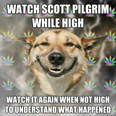 watch Scott Pilgrim while high watch it again when not high to understand what happened  Stoner Dog