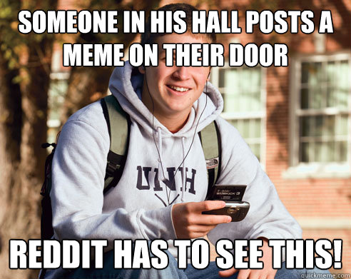 Someone in his hall posts a meme on their door Reddit has to see this!  College Freshman