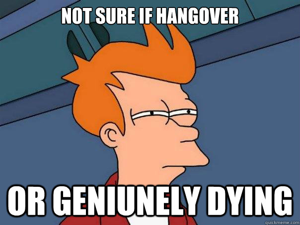 Not sure if hangover or geniunely dying  Futurama Fry