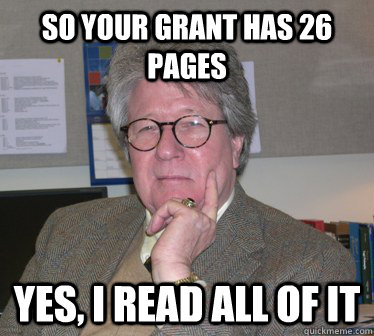 So your grant has 26 pages yes, I read all of it  Humanities Professor