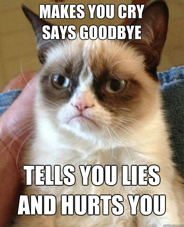 makes you cry
says goodbye tells you lies
and hurts you  Grumpy Cat