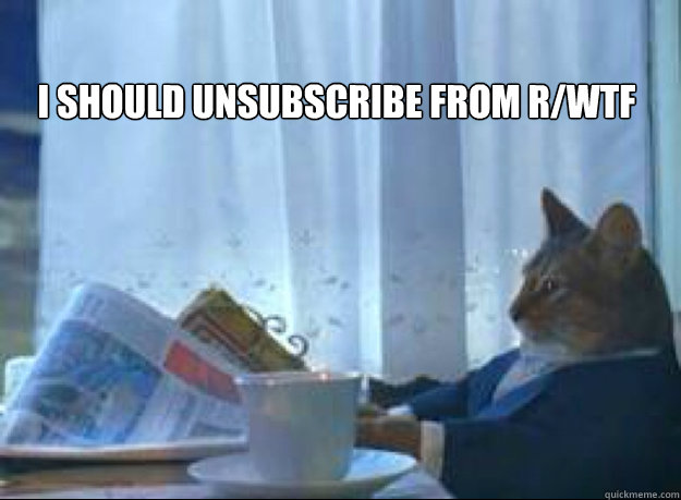 I should unsubscribe from r/wtf   I should buy a boat cat