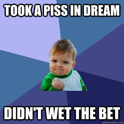 Took a piss in dream didn't wet the bet  Success Kid