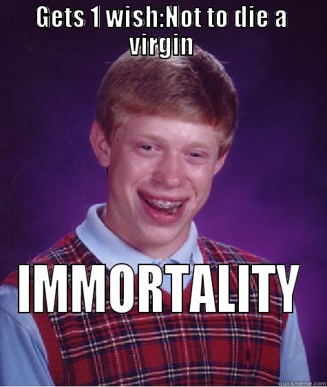 GETS 1 WISH:NOT TO DIE A VIRGIN IMMORTALITY Bad Luck Brian