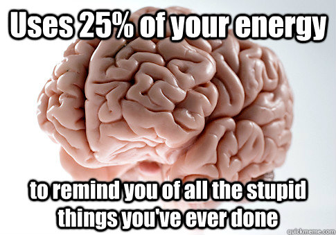 Uses 25% of your energy to remind you of all the stupid things you've ever done - Uses 25% of your energy to remind you of all the stupid things you've ever done  Scumbag Brain