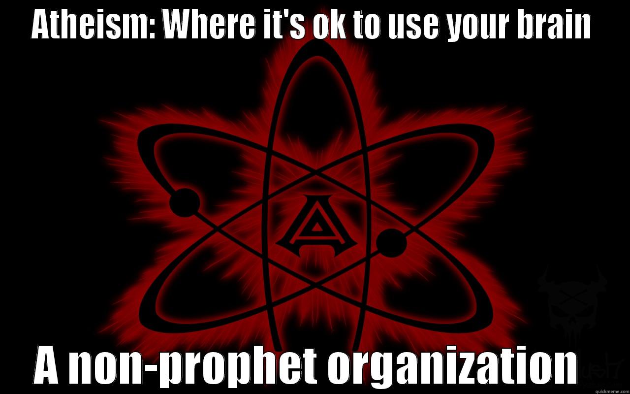 ATHEISM: WHERE IT'S OK TO USE YOUR BRAIN A NON-PROPHET ORGANIZATION  Misc