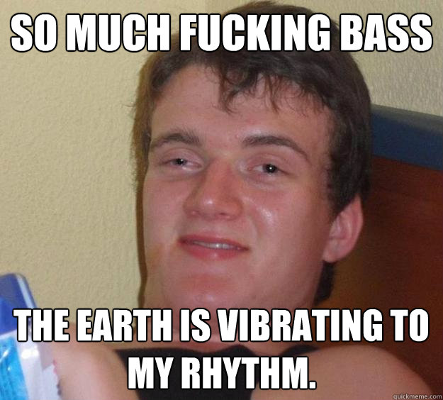 So much fucking bass The earth is vibrating to my rhythm.  10 Guy