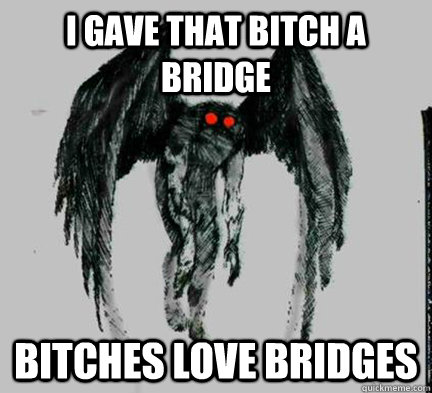 I gave that bitch a bridge bitches love bridges - I gave that bitch a bridge bitches love bridges  Misunderstood Mothman