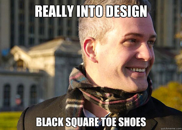 Really into design black square toe shoes  White Entrepreneurial Guy