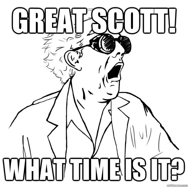 GREAT SCOTT! WHAT TIME IS IT? - GREAT SCOTT! WHAT TIME IS IT?  Great Scott Doc