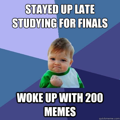 stayed up late studying for finals woke up with 200 memes  Success Kid