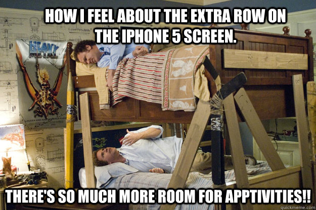 There's so much more room for APPtivities!! How I feel about the extra row on the iPhone 5 screen.  Step Brothers Activities