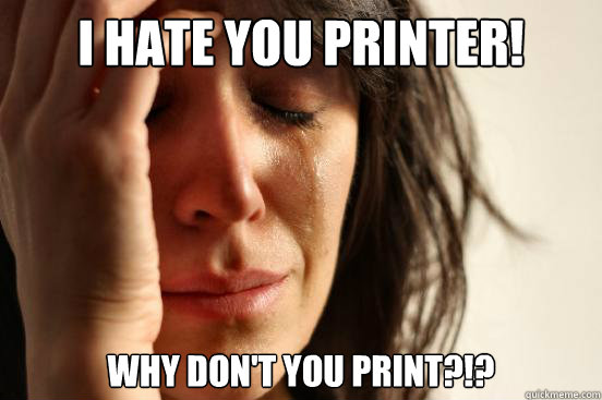 I hate you printer! why don't you PRINT?!? - I hate you printer! why don't you PRINT?!?  First World Problems