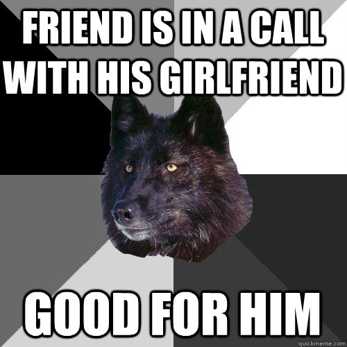 Friend is in a call with his girlfriend Good for him  Sanity Wolf