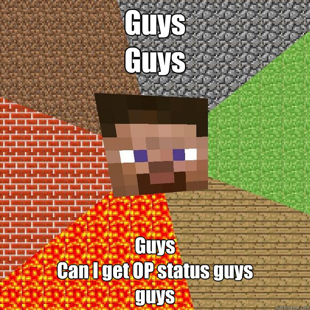 Guys
Guys Guys
Can I get OP status guys
guys  Minecraft