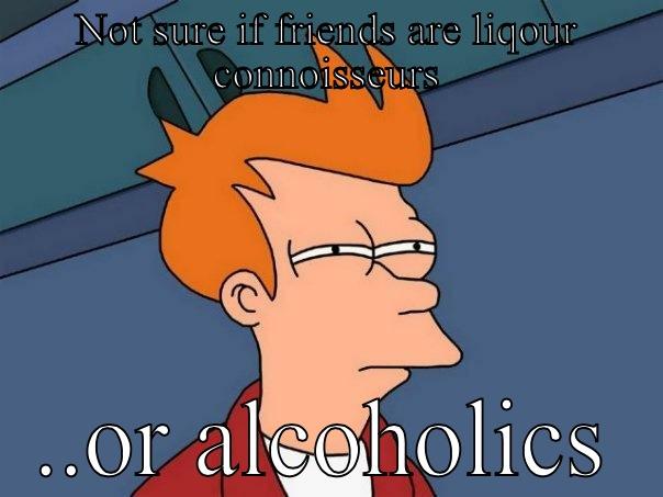 NOT SURE IF FRIENDS ARE LIQOUR CONNOISSEURS ..OR ALCOHOLICS Futurama Fry