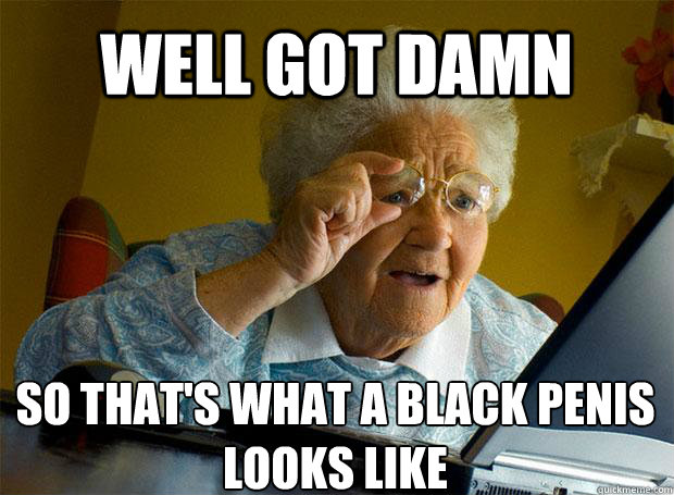 WELL GOT DAMN SO THAT'S WHAT A BLACK PENIS LOOKS LIKE    Grandma finds the Internet